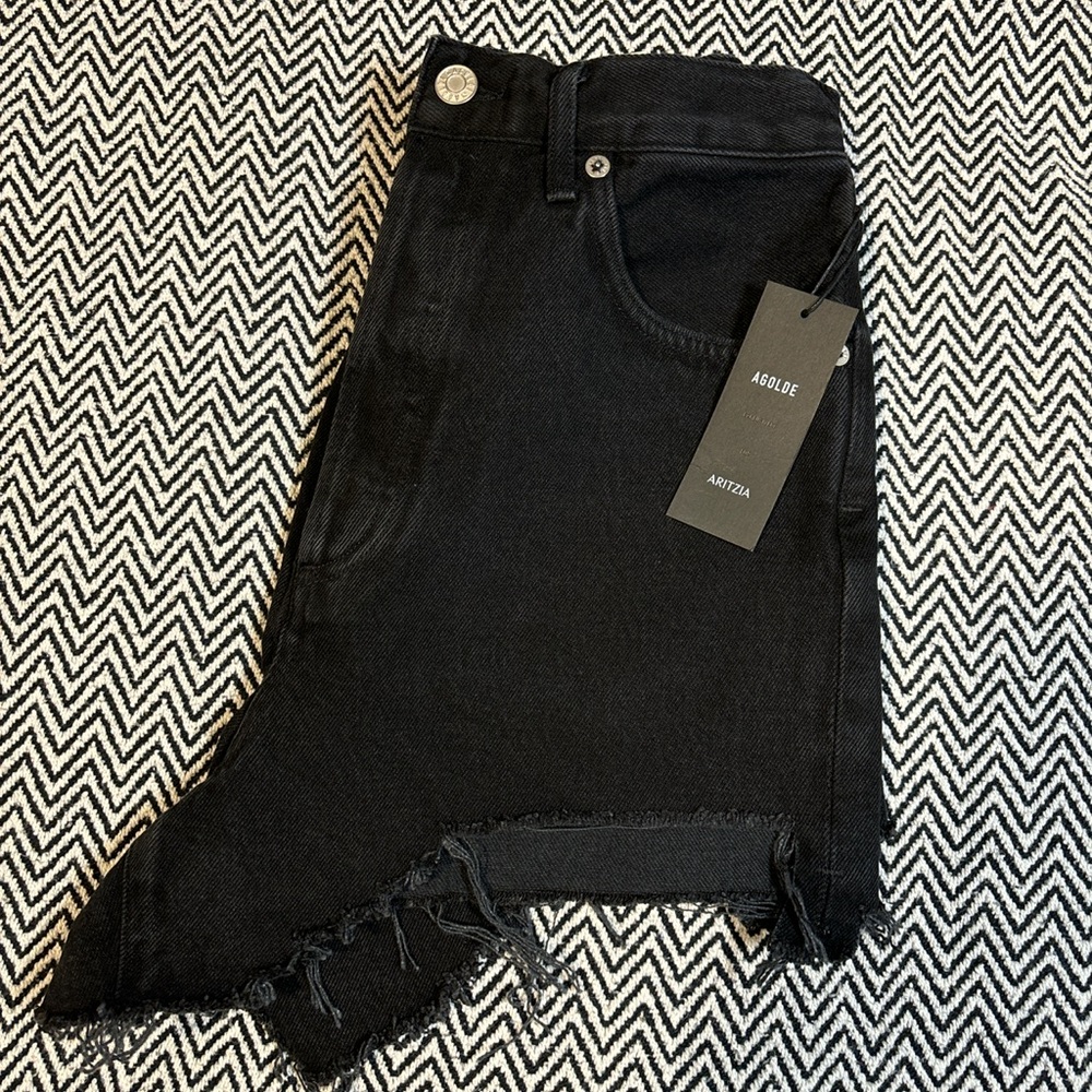 Agolde | High Rise Denim Shorts In Black | Dee Super High Rise Shorts | Sz 26 - Picture 9 of 10